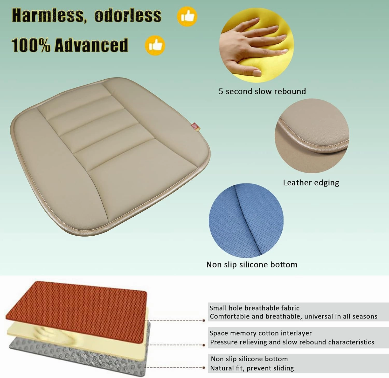 Car Seat Cushion Pad for Driving Seat Cushions for Office Chairs/Truck Memory Foam Seat Cushion Comfortable and Durable,Khaki