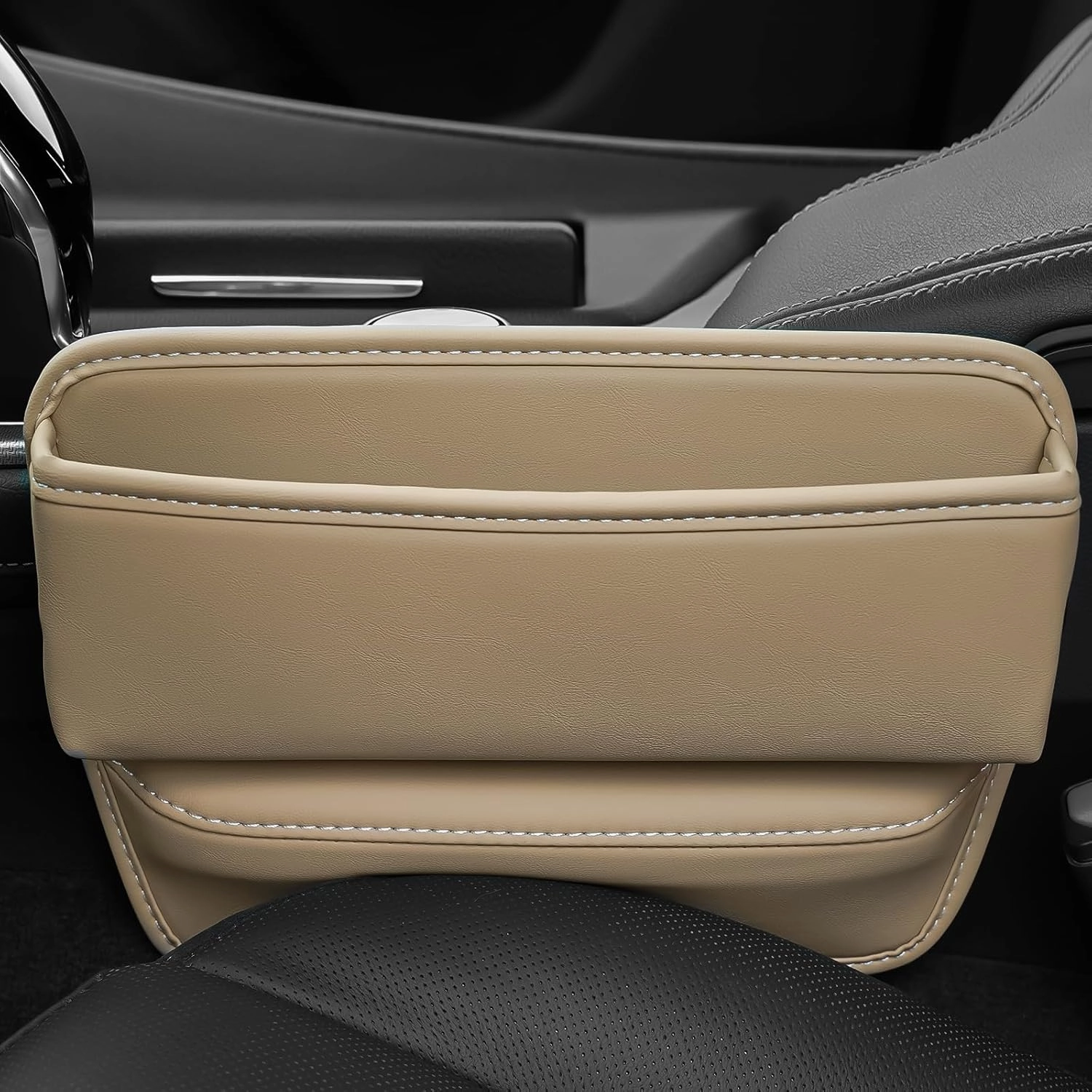 Car Seat Gap Filler Organizer, Leather Auto Console Side Storage Bag, Multifunctional Car Seat Case Automotive Accessories, Adjustable Seats Gap Filler for Holding Phones, Glasses, Keys