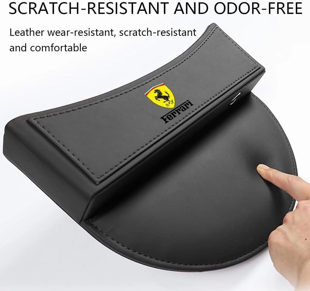 Car Seat Storage Box for Ferrari 430/458/488/599 Series Car Seat Gap Organizer Seat Side Bag Reserved Charging Cable Hole Car Accessories, Two Pieces-Black