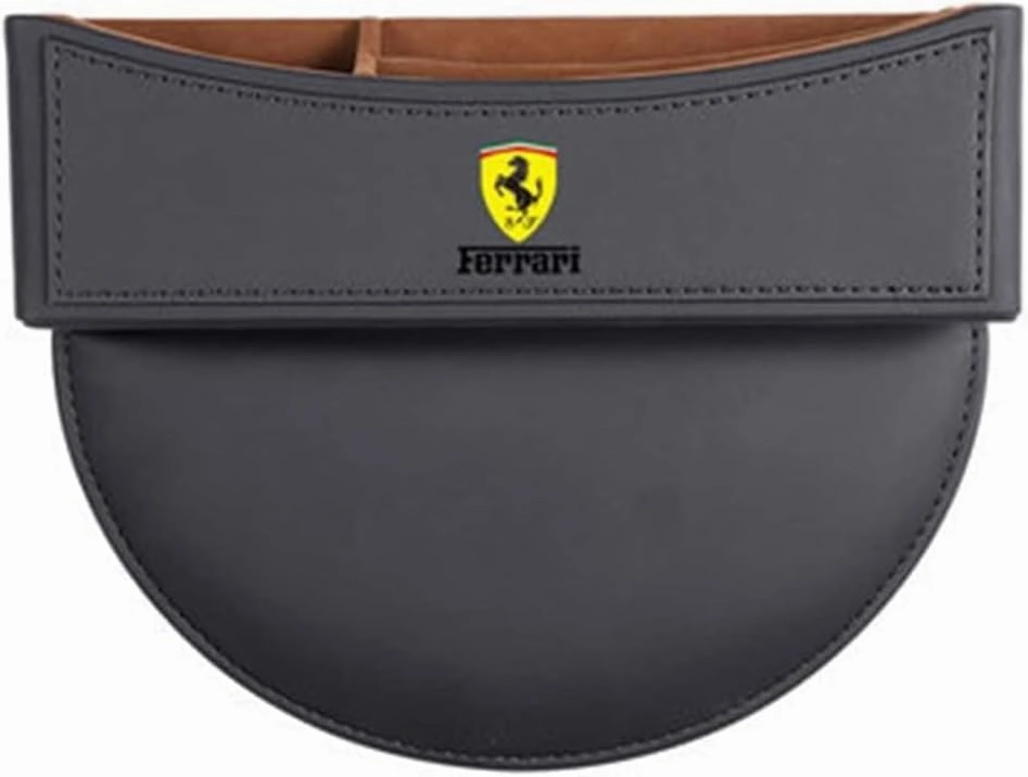 Car Seat Storage Box for Ferrari 430/458/488/599 Series Car Seat Gap Organizer Seat Side Bag Reserved Charging Cable Hole Car Accessories, Two Pieces-Black