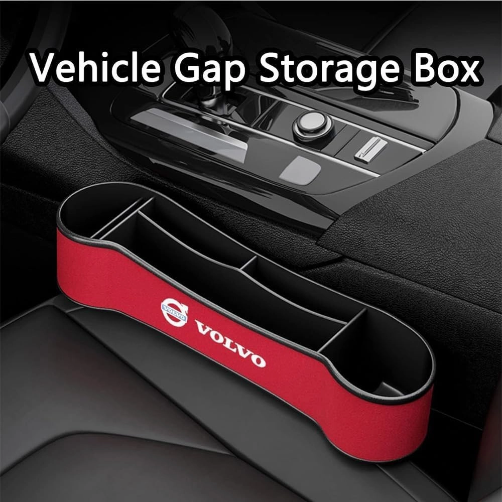 Car Seat Storage Box for Volvo XC60 S60L XC40 S90 Series Car Seat Gap Organizer Seat Side Bag Reserved Charging Cable Hole Car Accessories,Brown
