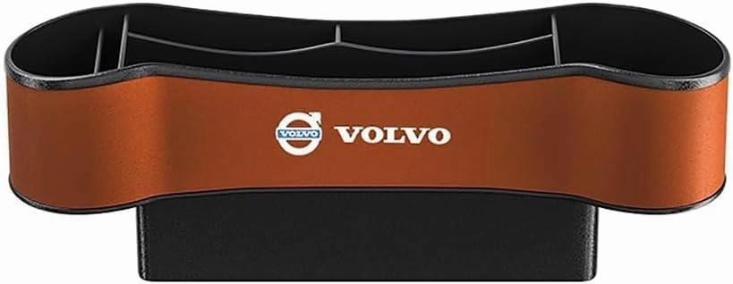 Car Seat Storage Box for Volvo XC60 S60L XC40 S90 Series Car Seat Gap Organizer Seat Side Bag Reserved Charging Cable Hole Car Accessories,Brown