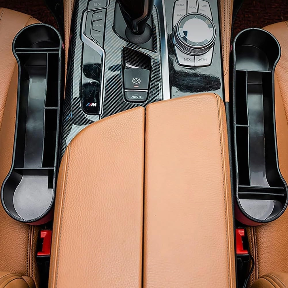 Car Seat Storage Box for Volvo XC60 S60L XC40 S90 Series Car Seat Gap Organizer Seat Side Bag Reserved Charging Cable Hole Car Accessories,Brown