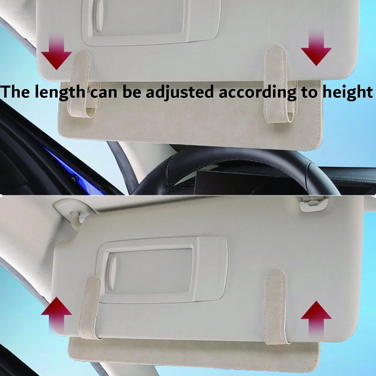 Car Sun Visor Extender for Audi A8 L D4 Facelift Sedan 5 Seats 2014 2015 2016 2017 UV Protection Anti-Glare Sun Blocker,Adjustable Stable Car Sun Visor Extension Clip,Beige-with Storage Bag