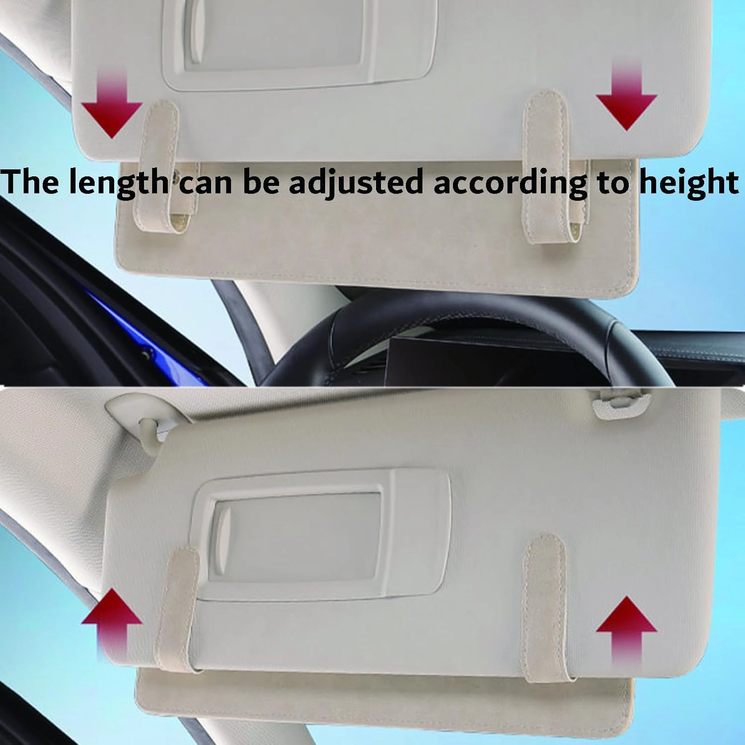Car Sun Visor Extender for Audi Q3 8U Facelift SUV 5 Seats 2015 2016 2017 2018 UV Protection Anti-Glare Sun Blocker,Adjustable Stable Car Sun Visor Extension Clip,Beige-with Storage Bag