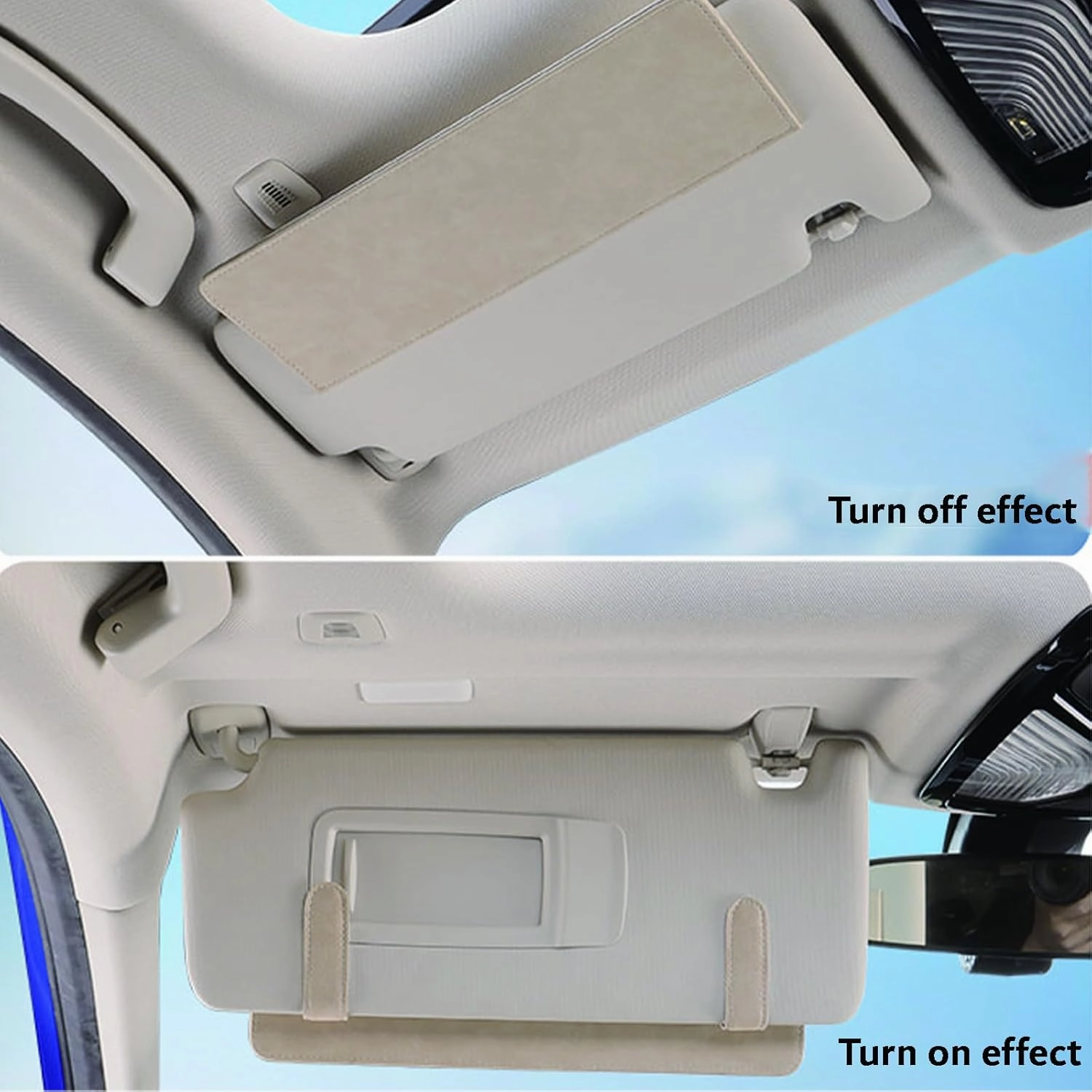 Car Sun Visor Extender for Audi Q3 8U Facelift SUV 5 Seats 2015 2016 2017 2018 UV Protection Anti-Glare Sun Blocker,Adjustable Stable Car Sun Visor Extension Clip,Beige-with Storage Bag