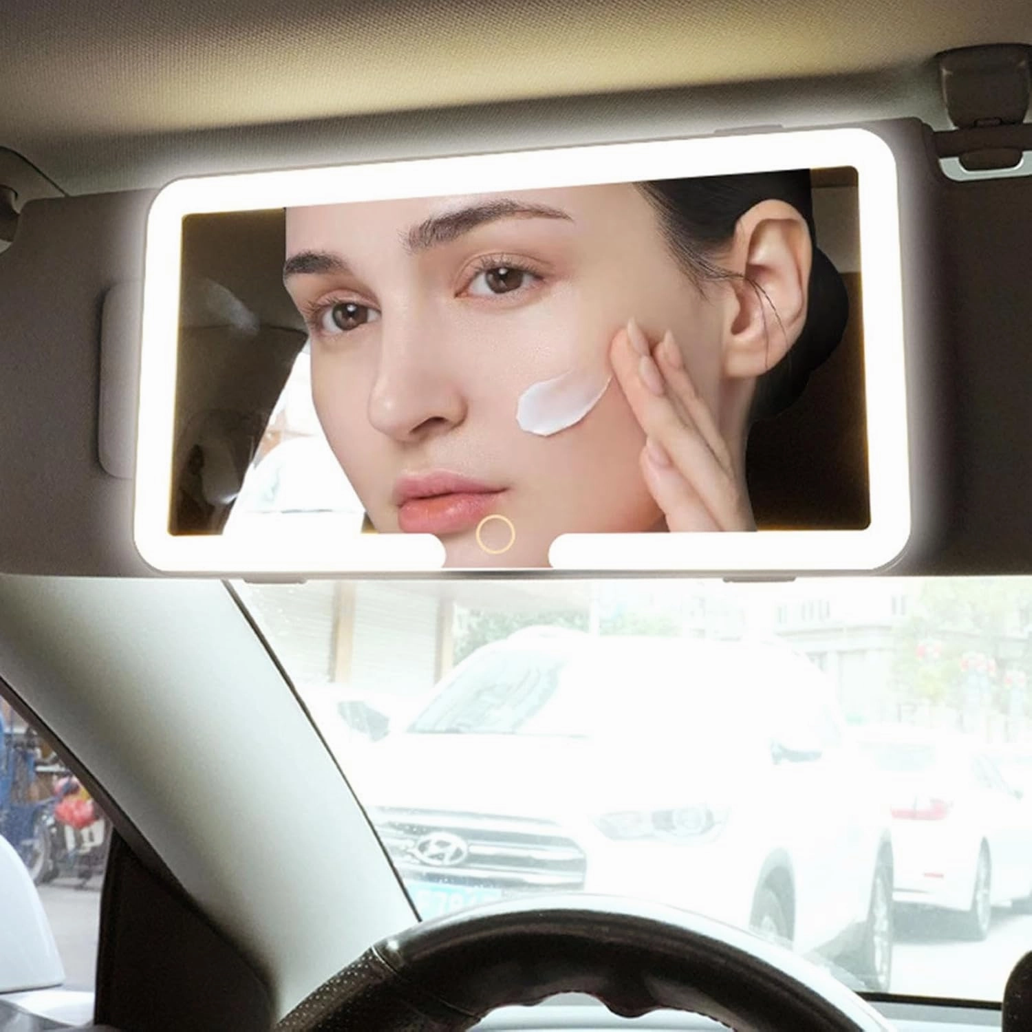 Car Vanity Mirror, Car Sun Visor Vanity Mirror with Lights, 60 LED Makeup Mirror with 3 Light Modes, Rechargeable Makeup Mirrors Dimmable Control Mirrors, Universal for Cars SUV (black,12.7X23.5cm)