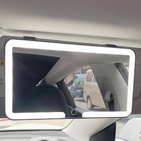 Car Vanity Mirror, Car Sun Visor Vanity Mirror with Lights, 60 LED Makeup Mirror with 3 Light Modes, Rechargeable Makeup Mirrors Dimmable Control Mirrors, Universal for Cars SUV (black,12.7X23.5cm)