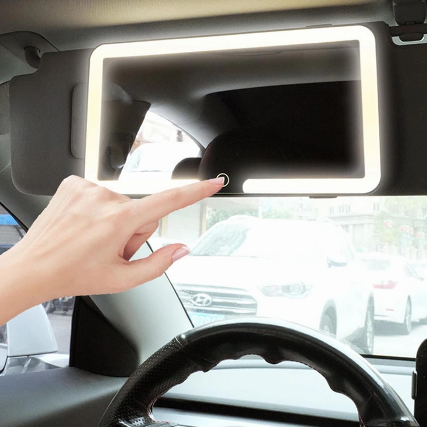 Car Vanity Mirror, Car Sun Visor Vanity Mirror with Lights, 60 LED Makeup Mirror with 3 Light Modes, Rechargeable Makeup Mirrors Dimmable Control Mirrors, Universal for Cars SUV (black,12.7X23.5cm)