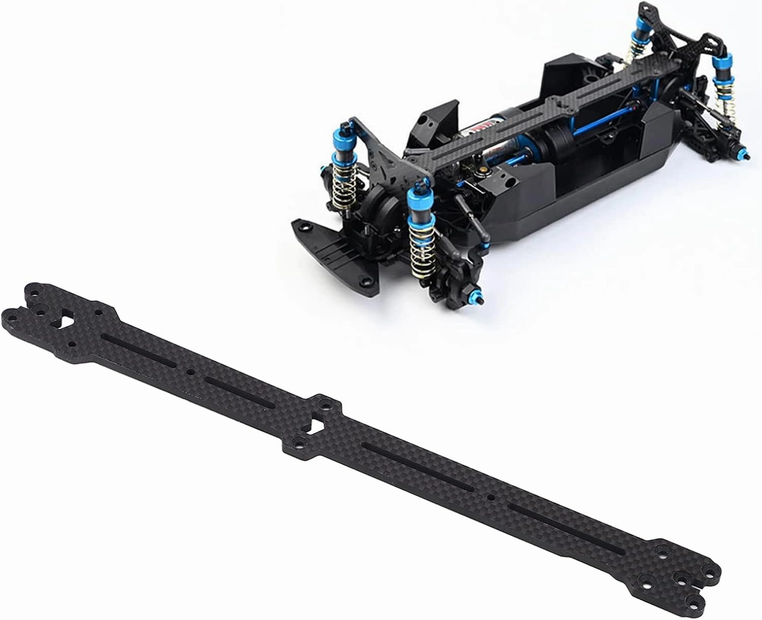 Carbon Fiber Upper Top Deck for Tamiya XV02 1/10 RC Car Chassis, RC Second Floor Board, High Strength RC Drift Racing Second Floor Board 265mm Black