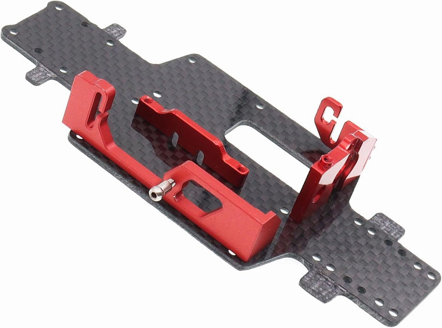 Carbon Fibre Base Plate RC Car Chassis Armor Kit with Battery Mount and Motor Mount Compatible with WLtoys 1/28 284131 K979 K989 K999 RC Car Upgrades Parts (Red)
