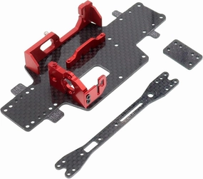 Carbon Fibre Base Plate RC Car Chassis Armor Kit with Battery Mount and Motor Mount Compatible with WLtoys 1/28 284131 K979 K989 K999 RC Car Upgrades Parts (Red)