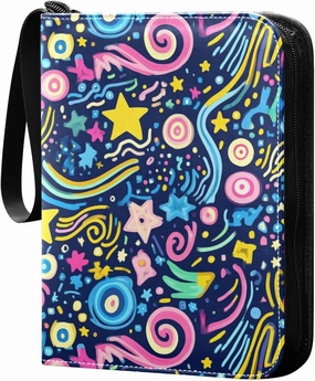 card holder case with double sided removable sleeves for game, baseball cards collection Geometic Colorful Abstract