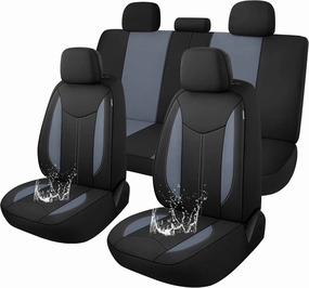CAROMOP Waterproof Car Seat Cover Full Seats, Neoprene Seat Covers for Cars,Split Bench Compatible Car Interior Covers, Universal Fit Most Car Sedan Truck SUV(Black/Gray)
