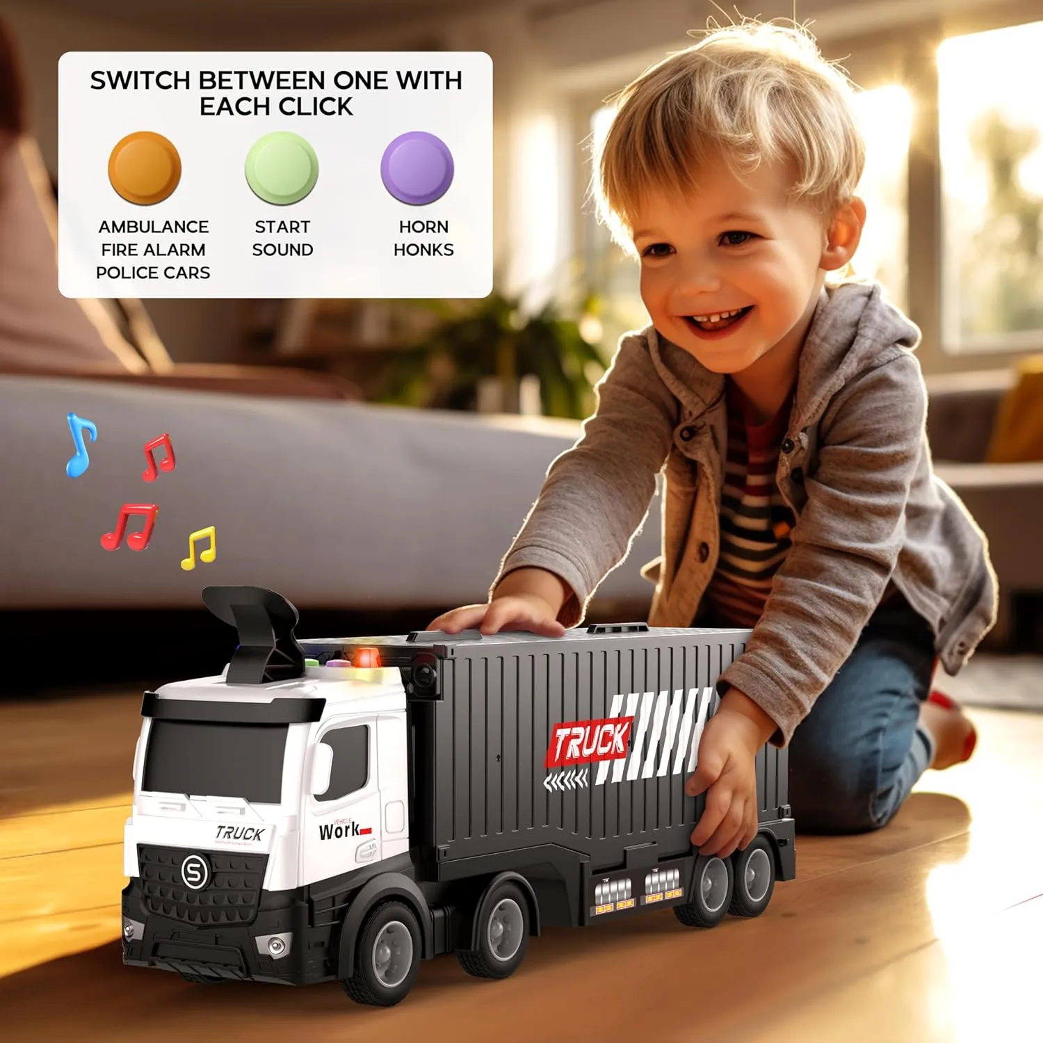 Carrier Truck Race Track Boys Toys, Foldable 3 Layer Toddler Track Playset,Toy Truck Transport Car Carrier & 8 Race Cars, Truck Toddlers Toys B-Day Gifts for Age 3 4 5 6  Years Old Boys Toy