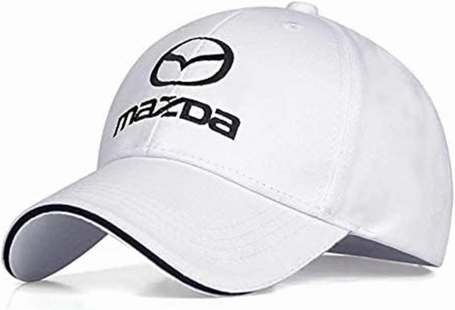 Cars Baseball Caps, for Mazda 2 IV (XP21) Casual Baseball Cap Lightweight Adjustable Baseball Cap,Decoration Accessories,White
