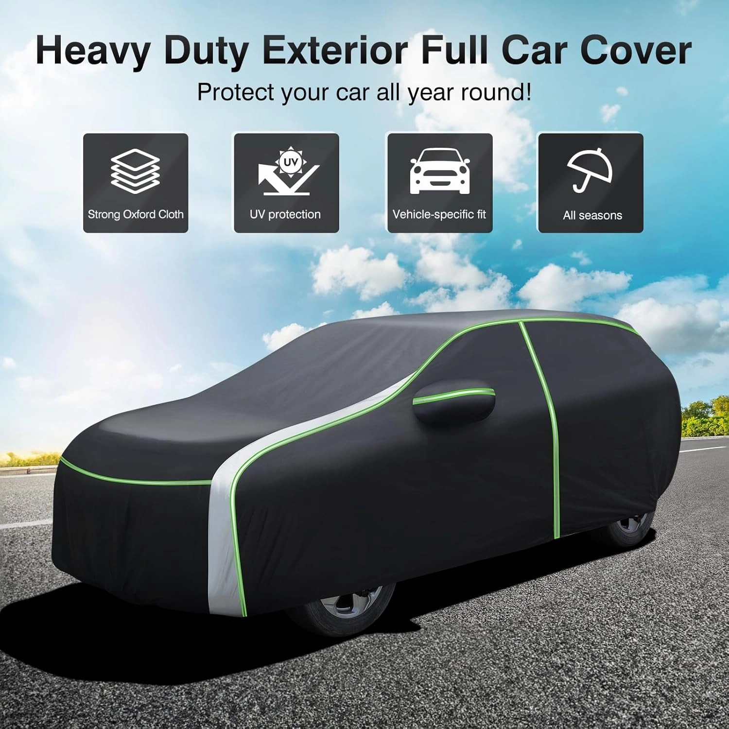 Cartist Full Car Cover Fits for Honda Pilot 2003-2024 Accessories All Weather Car Covers Outdoor for Pilot Waterproof UV Protection with Zipper & Reflective Safety Strips