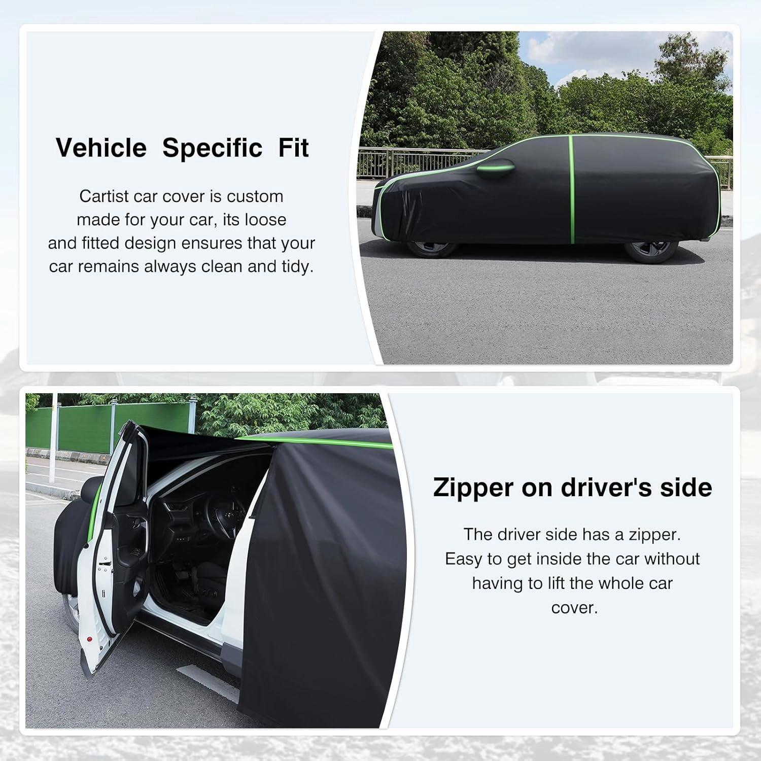 Cartist Full Car Cover Fits for Honda Pilot 2003-2024 Accessories All Weather Car Covers Outdoor for Pilot Waterproof UV Protection with Zipper & Reflective Safety Strips