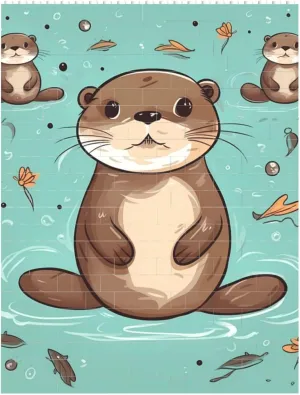 Cartoon Cute Otter Building Block Puzzle Personalized Building Bricks for Adults Square Shaped DIY Brick Block Puzzles Valentine's Day Gifts for Home Decor Brick Puzzle