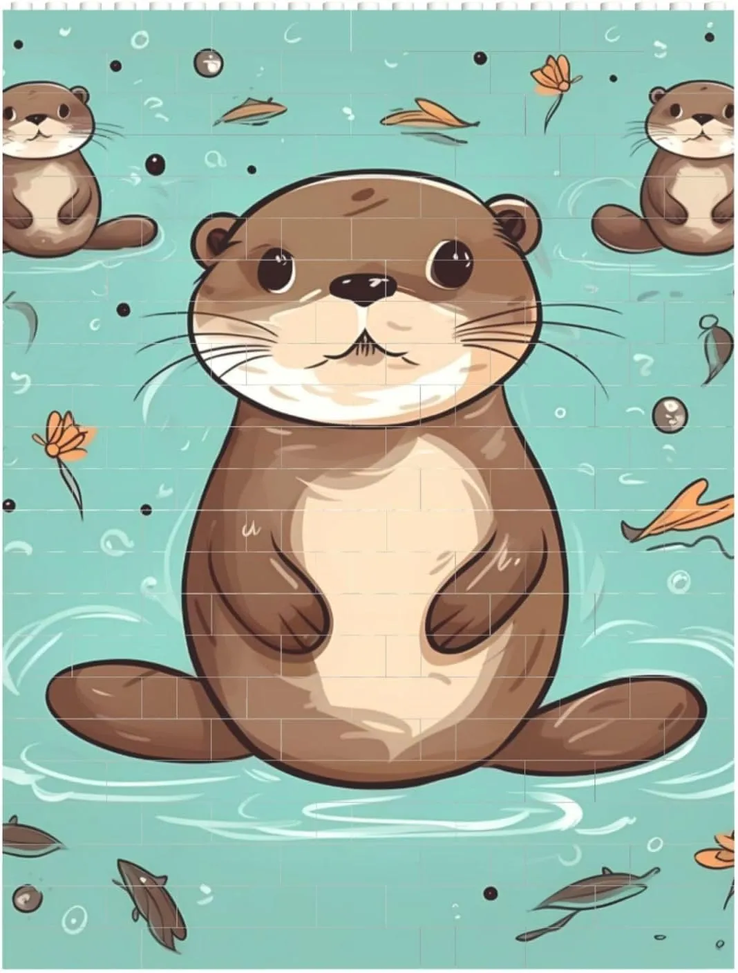 Cartoon Cute Otter Building Block Puzzle Personalized Building Bricks for Adults Square Shaped DIY Brick Block Puzzles Valentine's Day Gifts for Home Decor Brick Puzzle