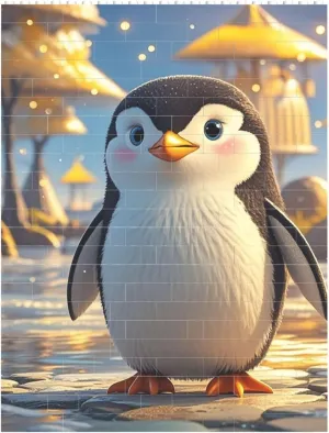 Cartoon Cute Penguin Building Block Puzzle Personalized Building Bricks for Adults Square Shaped Block Puzzle Building Valentine's Day Gifts for Home Decor Brick Puzzle