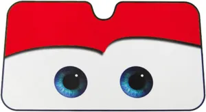 Cartoon Eyes Front Auto Car Windshield Sun Shade, Car Sun Visor for Sun Heat Protection, Fashion Style,Damage Free, Easy to Use, Car Interior Accessories for Sun Heat - Red