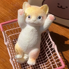 Cat Sticky Squishy Toys,Cute Cat Squishies Squeeze Soft Cat Squishies Stress Relief Sensory,Squeeze Toy Gifts for Christmas Birthday Holiday (Yellow)