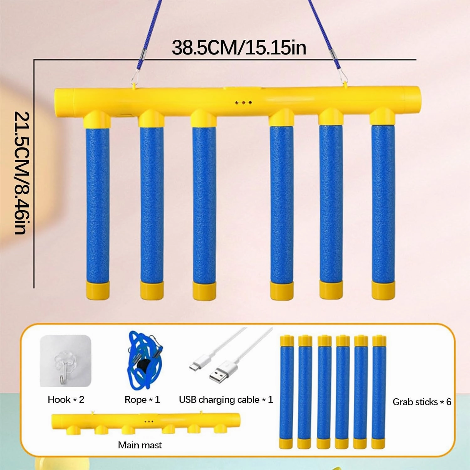 Catching Sticks Challenge - Reflex Game Adjustable Speed Hand Eye Coordination Toys, Children's Drop Stick Game (Blue)