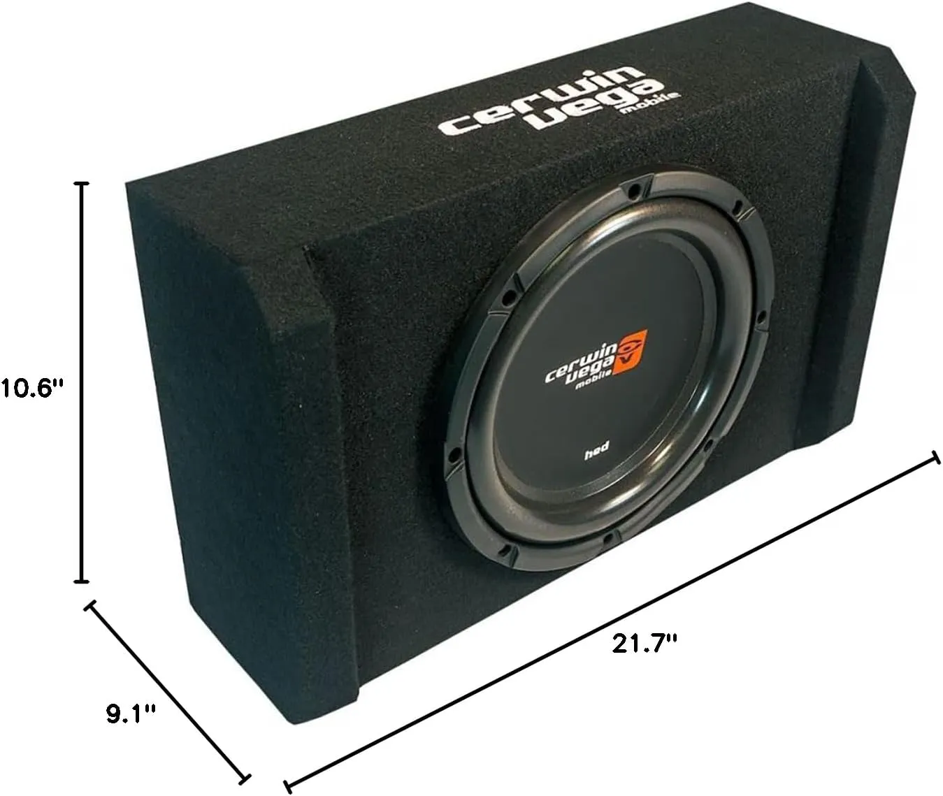 Cerwin Vega HED Series Shallow Subwoofer Enclosures – Sealed Down-Firing Design, Compact & Powerful Bass for Cars & Trucks (H7SE12)