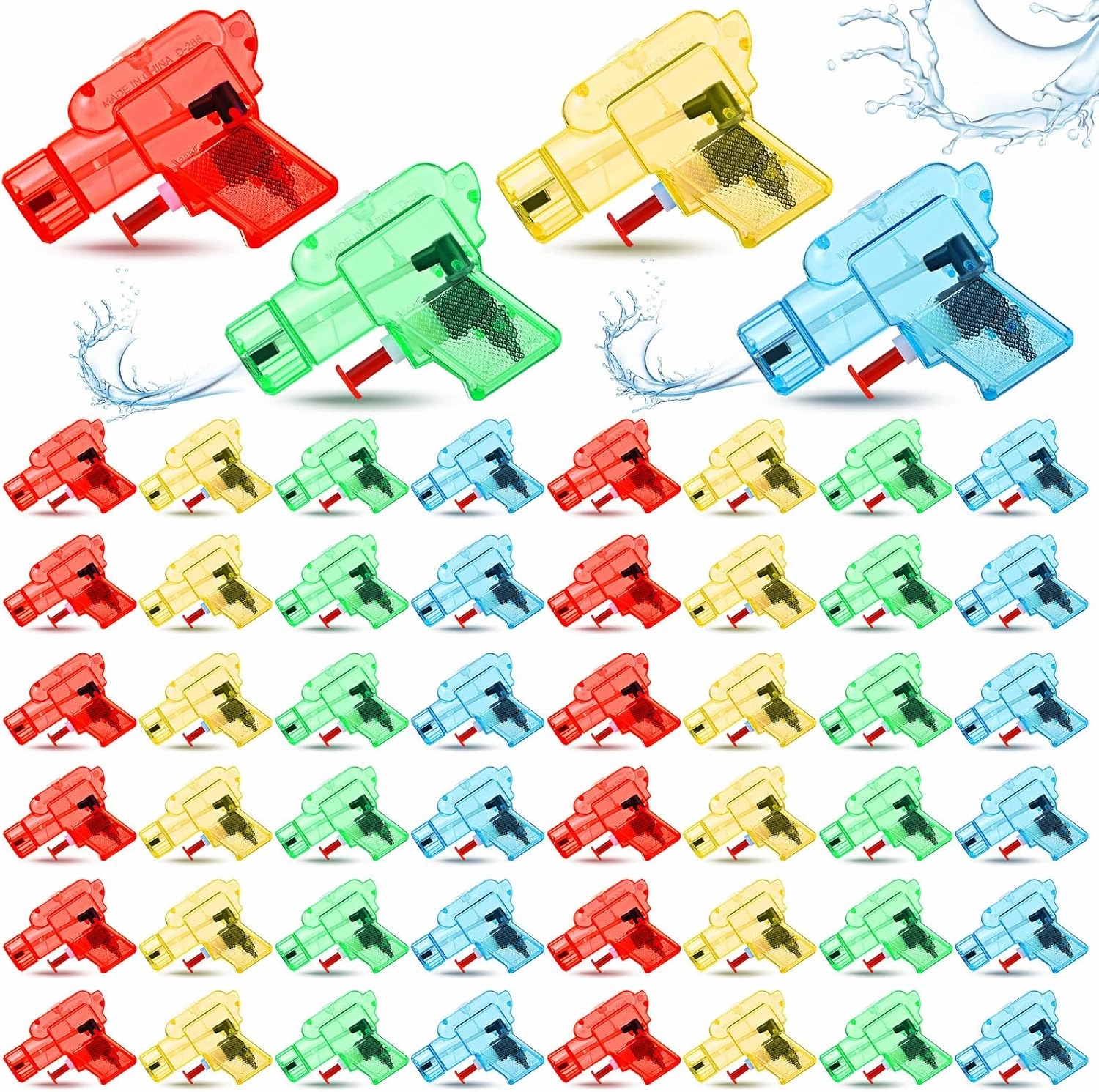 Charniol 48 Pieces Mini Water Guns Colorful Mini Squirt Gun Dinosaur Water Gun Toys Plastic Gun Outdoor Water Fighting Toys Pool Squirt Gun for Summer Swimming Pool Beach Party Favors Gifts