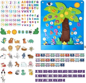 CHEFAN Felt Letter and Number Tree Story Board Set and 27 PCS Felt Alphabet Train Toys