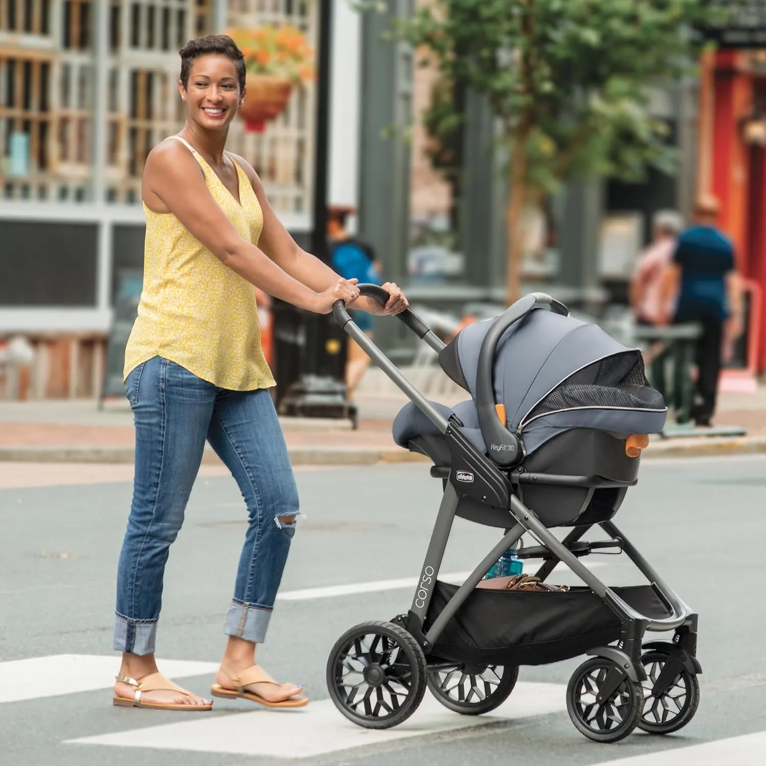 Chicco Corso Modular Travel System, Corso Stroller with KeyFit 30 Zip Infant Car Seat and Base, Stroller and Car Seat Combo, Infant Travel System | Silverspring/Grey