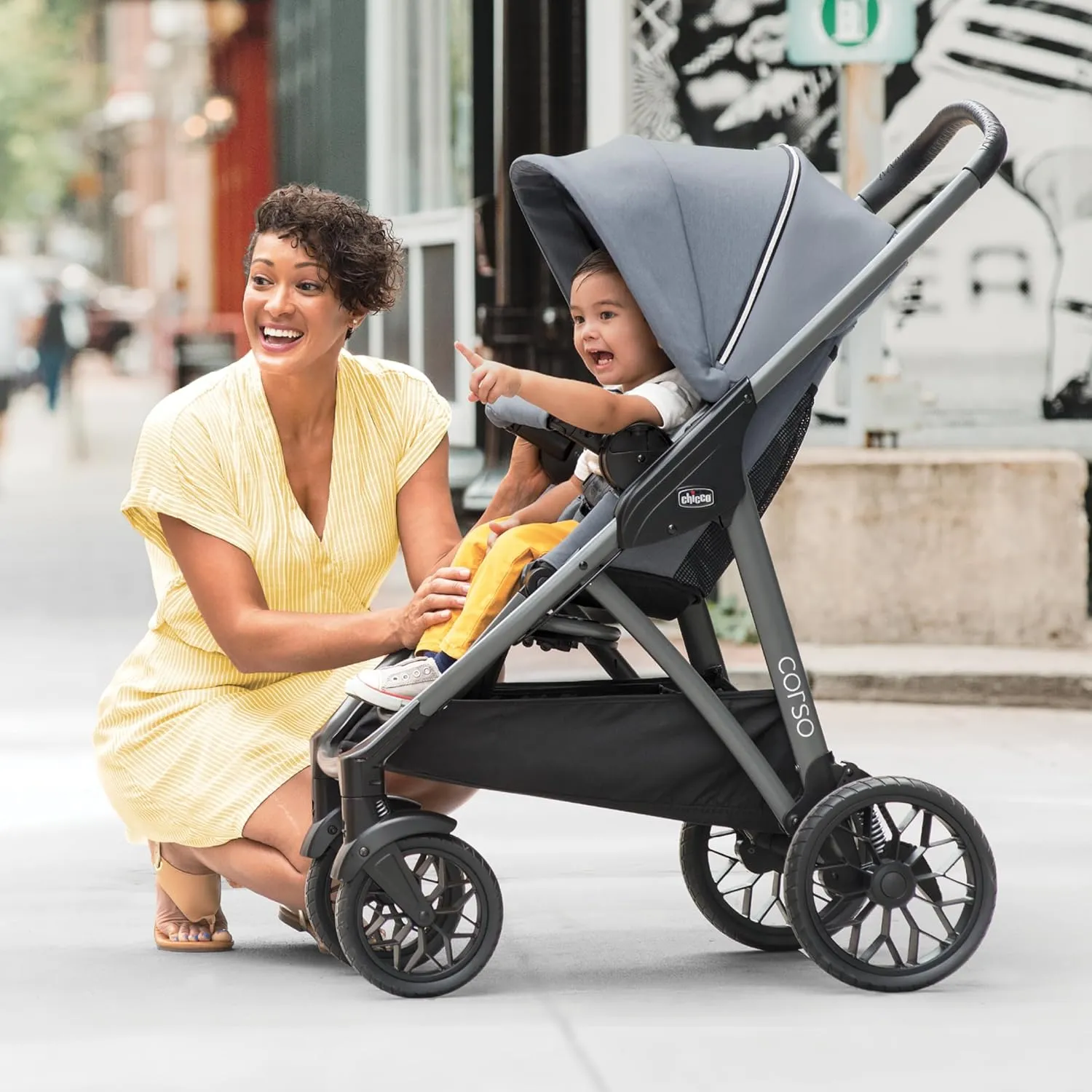 Chicco Corso Modular Travel System, Corso Stroller with KeyFit 30 Zip Infant Car Seat and Base, Stroller and Car Seat Combo, Infant Travel System | Silverspring/Grey