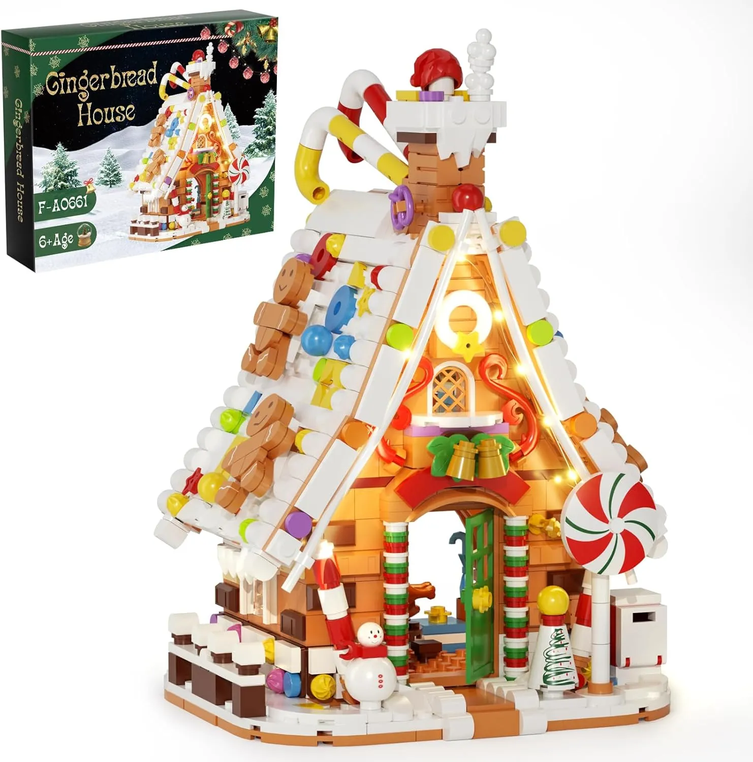 Christmas Gingerbread House Lighting Building Set, Fairy Christmas Village House Collection Lighted Building Toys, Ideal Gifts for Xmas, Home Decor Adult Kids 6 