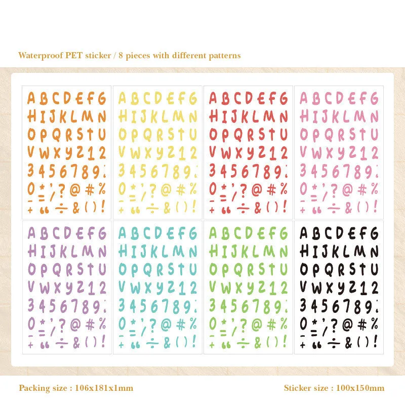 CHZM602 - sticker rainbow alphabet series creative English film hand curtain pet material sticker 8 into
