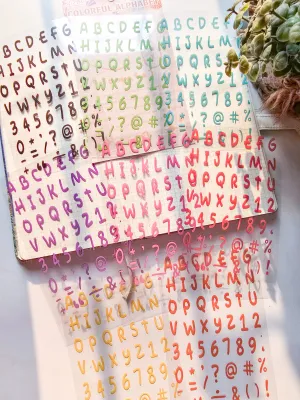 CHZM602 - sticker rainbow alphabet series creative English film hand curtain pet material sticker 8 into