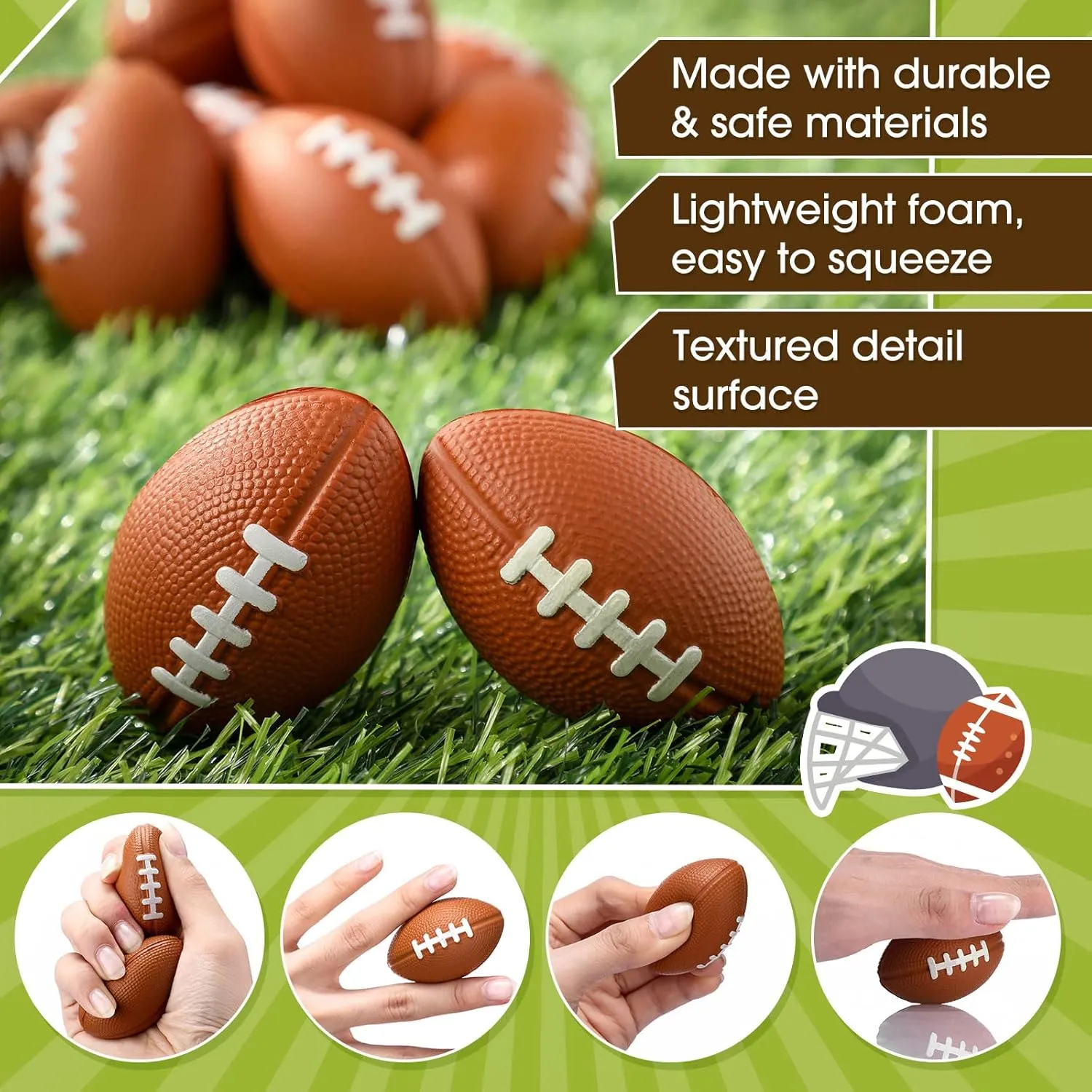 Civaner 200 Packs Mini Football Bulk Sports Stress Ball Mini Foam Footballs Stress Ball Bulk Toy for Party Favor School Carnival Reward Party Supplies(Brown,1.97 Inch)