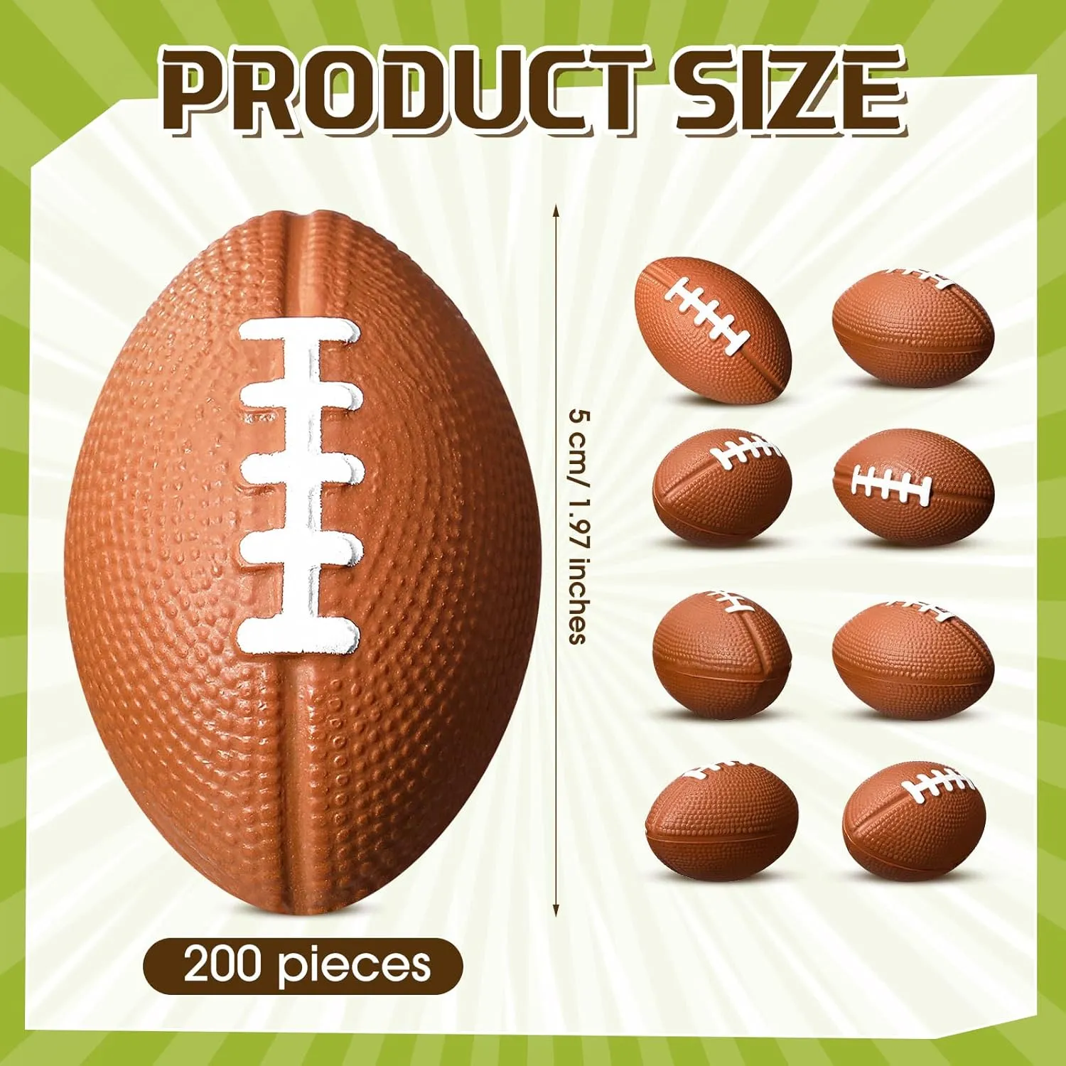Civaner 200 Packs Mini Football Bulk Sports Stress Ball Mini Foam Footballs Stress Ball Bulk Toy for Party Favor School Carnival Reward Party Supplies(Brown,1.97 Inch)