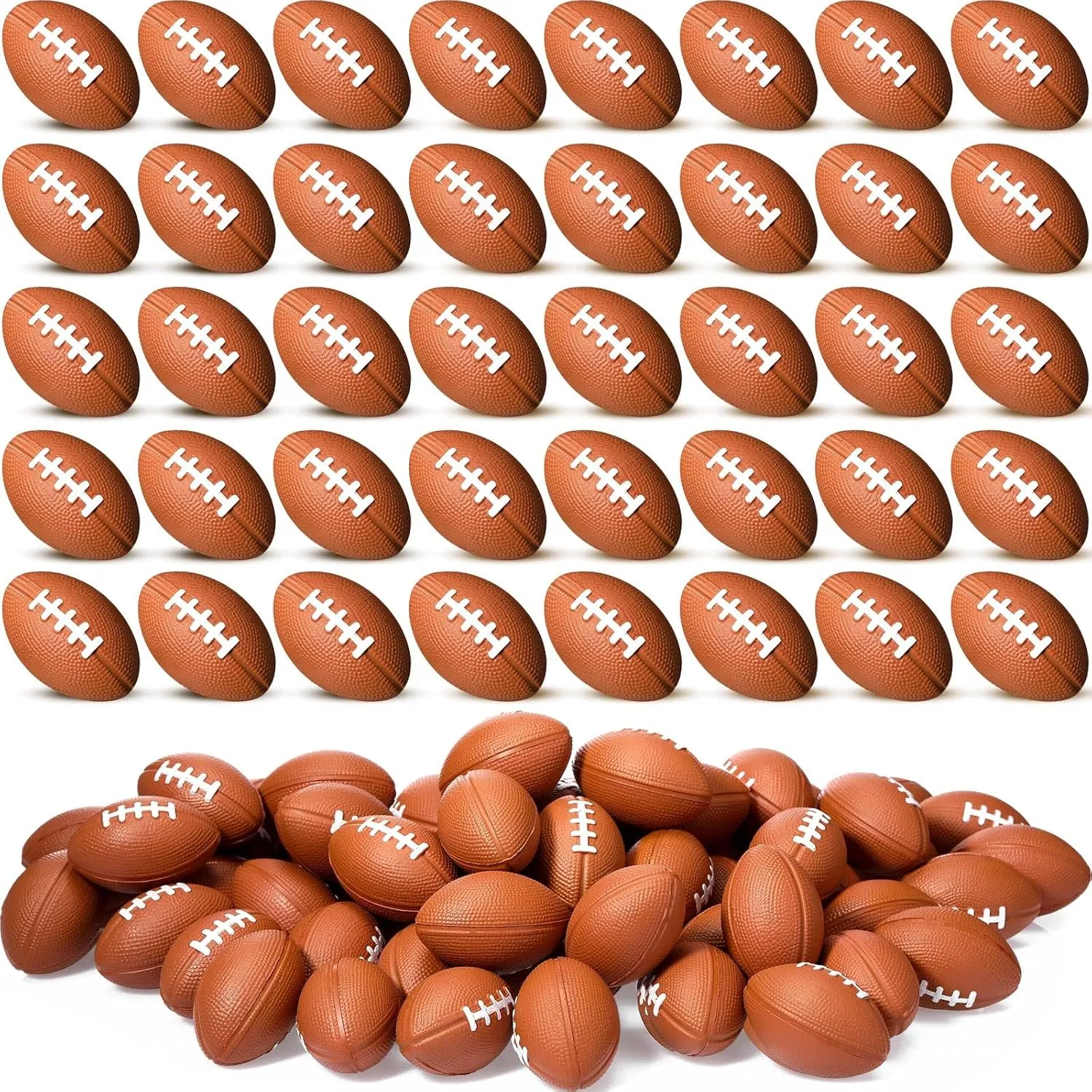 Civaner 200 Packs Mini Football Bulk Sports Stress Ball Mini Foam Footballs Stress Ball Bulk Toy for Party Favor School Carnival Reward Party Supplies(Brown,1.97 Inch)