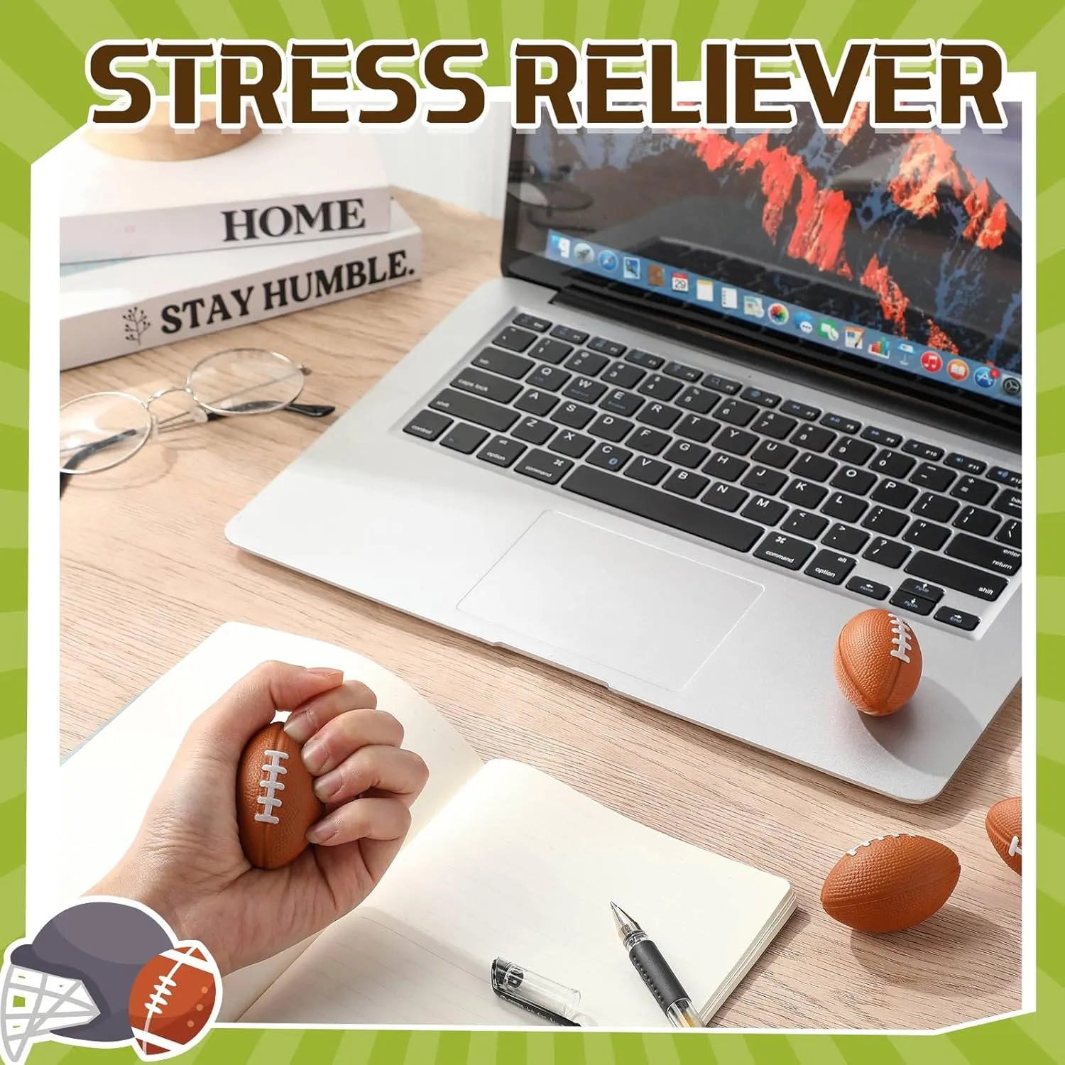 Civaner 200 Packs Mini Football Bulk Sports Stress Ball Mini Foam Footballs Stress Ball Bulk Toy for Party Favor School Carnival Reward Party Supplies(Brown,1.97 Inch)