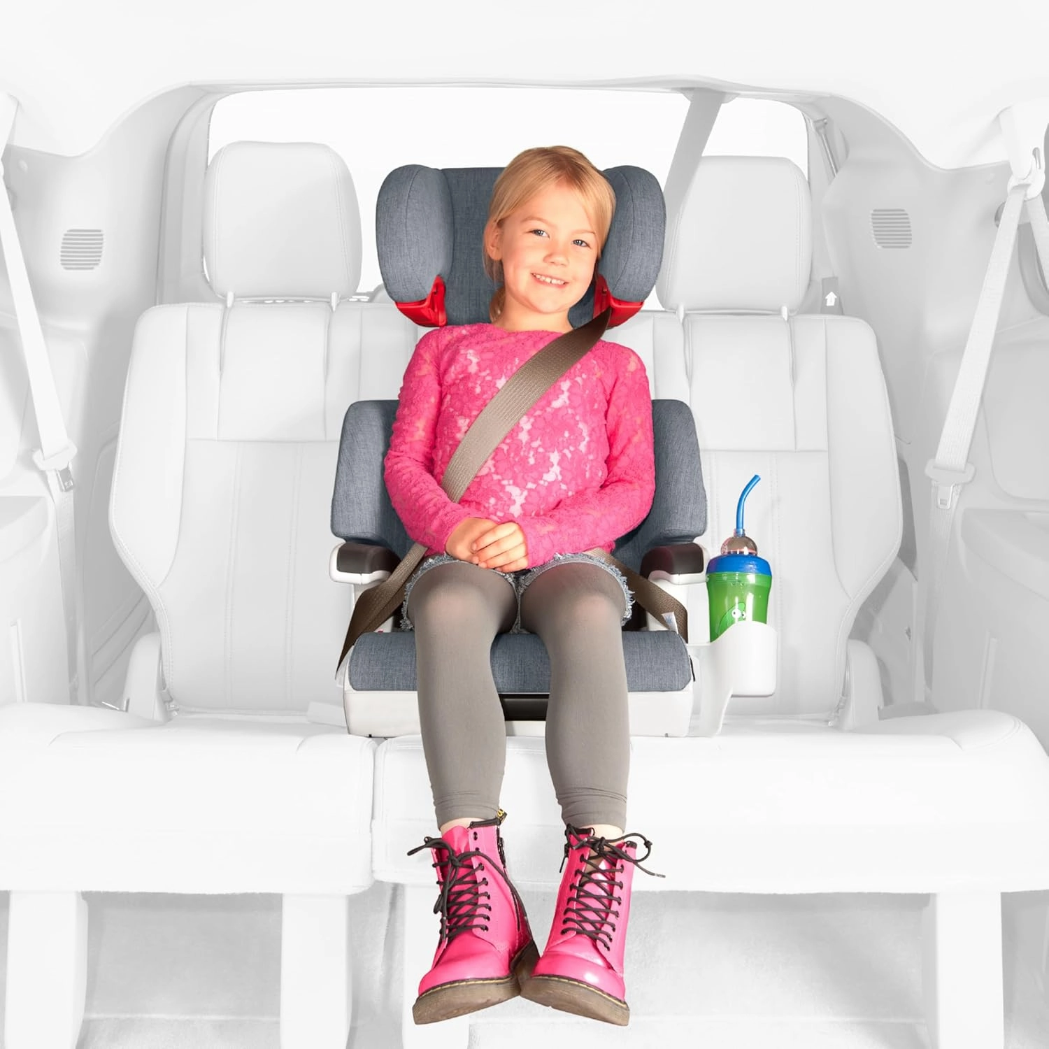 Clek Oobr High Back Booster Seat with Adjustable Headrest, Reclining Design, Latch System, and Retardant-Free Fabric, Mammoth