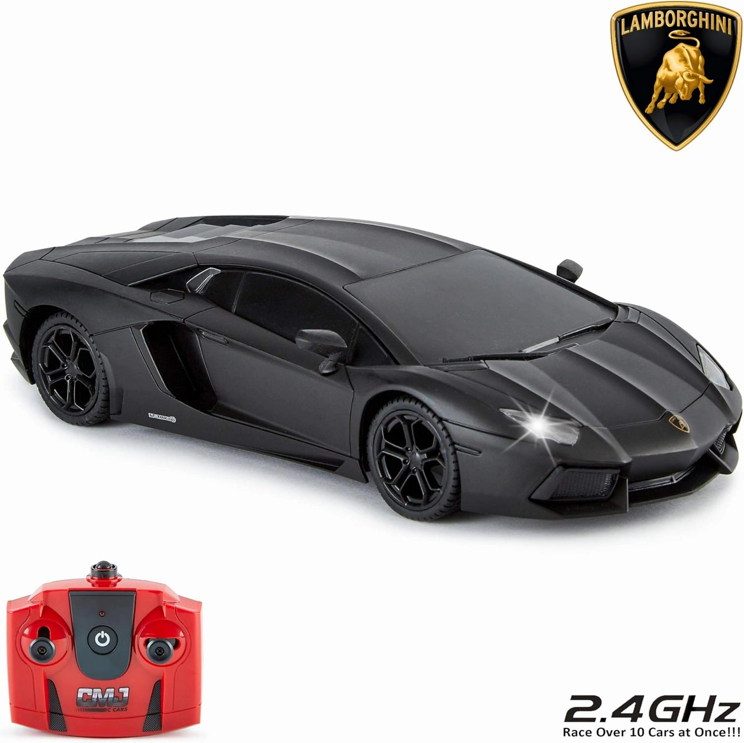CMJ RC Cars Lamborghini LP700-4 Remote Control RC Car Officially Licensed 1:24 Scale Working Lights 2.4Ghz. Great Kids Play Toy Auto (Black)
