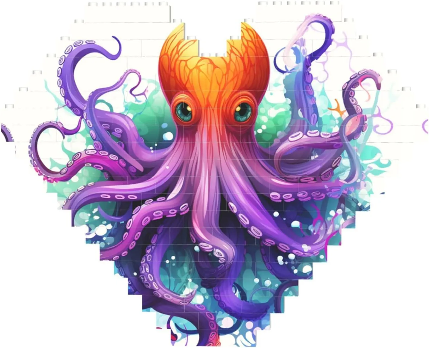 Colorful Octopus Building Block Puzzle Heart Shaped Personalized Photo Building Blocks Puzzles Family Keepsake DIY Romantic Home Decor