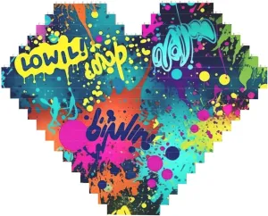 Colorful Spray Pattern Building Block Puzzle Heart Shaped Personalized Photo Building Blocks Puzzles Family Keepsake Diy Romantic Home Decor Anniversary Birthday Gifts For Her, Him, Lovers, Couples