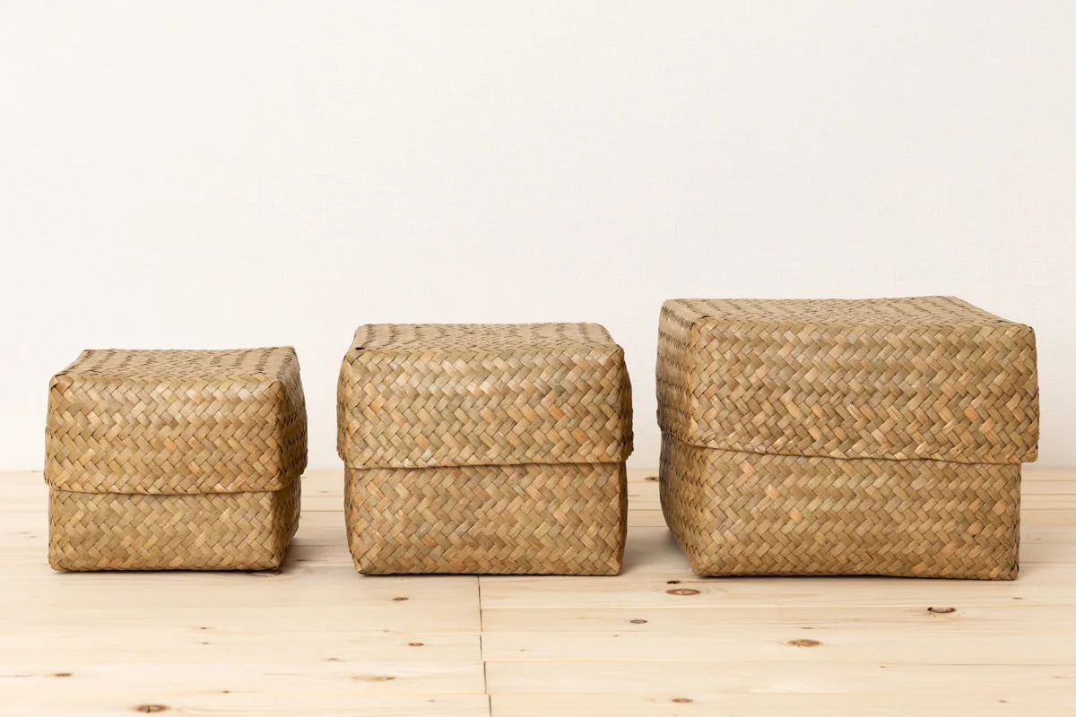 Compact Organizing Basket with Lid "Cube" / Krajood Grass / THA 3115128