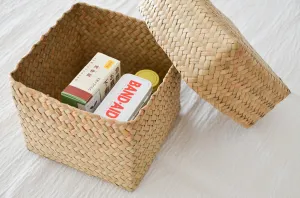 Compact Organizing Basket with Lid "Cube" / Krajood Grass / THA 3115128