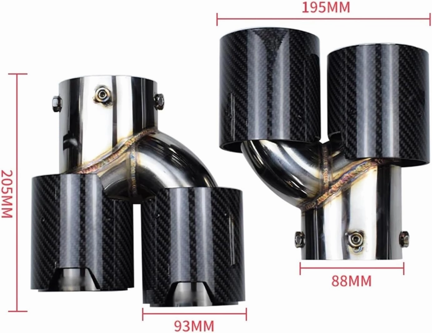 Compatible For BMW 2021 2022 2023 G23 M440i G20 G21 M340i G42 M240i Black 4 Outlet Carbon Fiber Exhaust Tip (Color : Black)