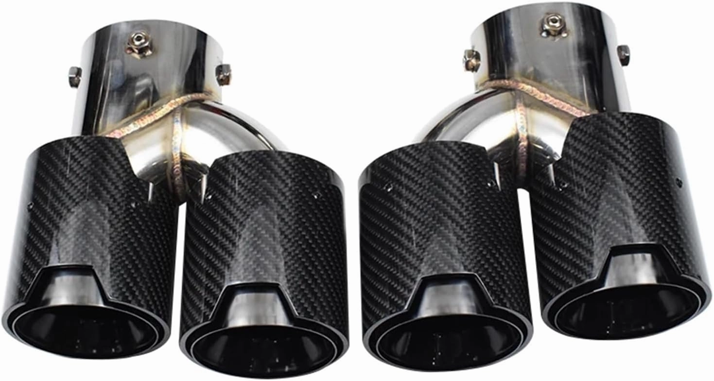 Compatible For BMW 2021 2022 2023 G23 M440i G20 G21 M340i G42 M240i Black 4 Outlet Carbon Fiber Exhaust Tip (Color : Black)