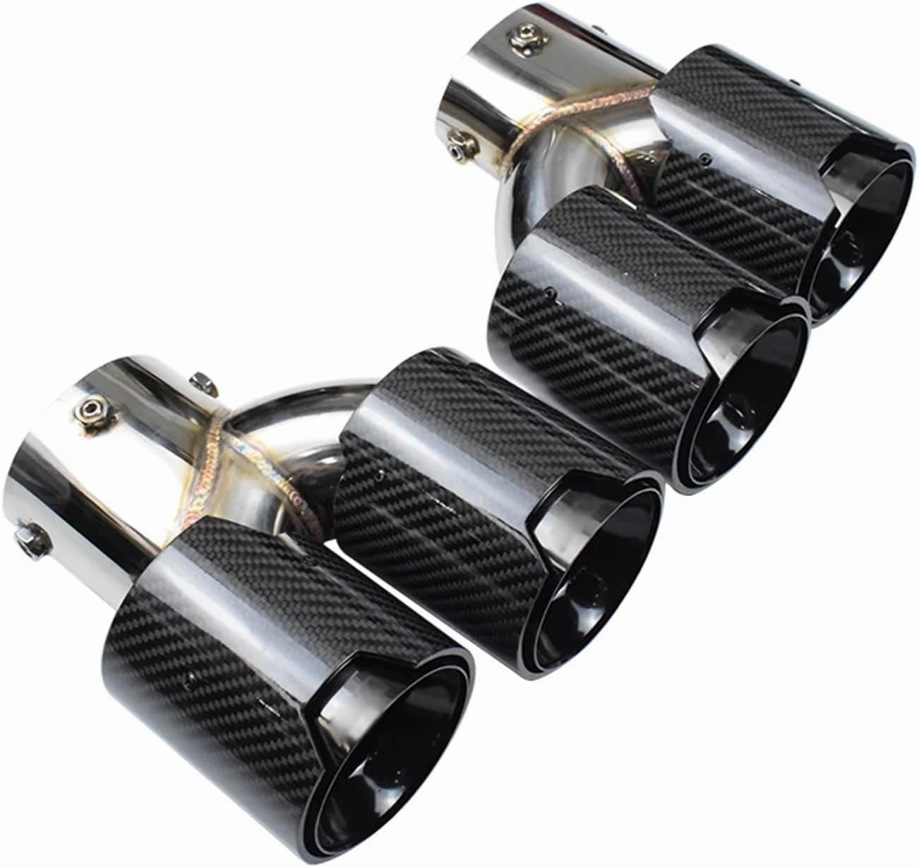 Compatible For BMW 2021 2022 2023 G23 M440i G20 G21 M340i G42 M240i Black 4 Outlet Carbon Fiber Exhaust Tip (Color : Black)