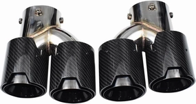 Compatible For BMW 2021 2022 2023 G23 M440i G20 G21 M340i G42 M240i Black 4 Outlet Carbon Fiber Exhaust Tip (Color : Black)